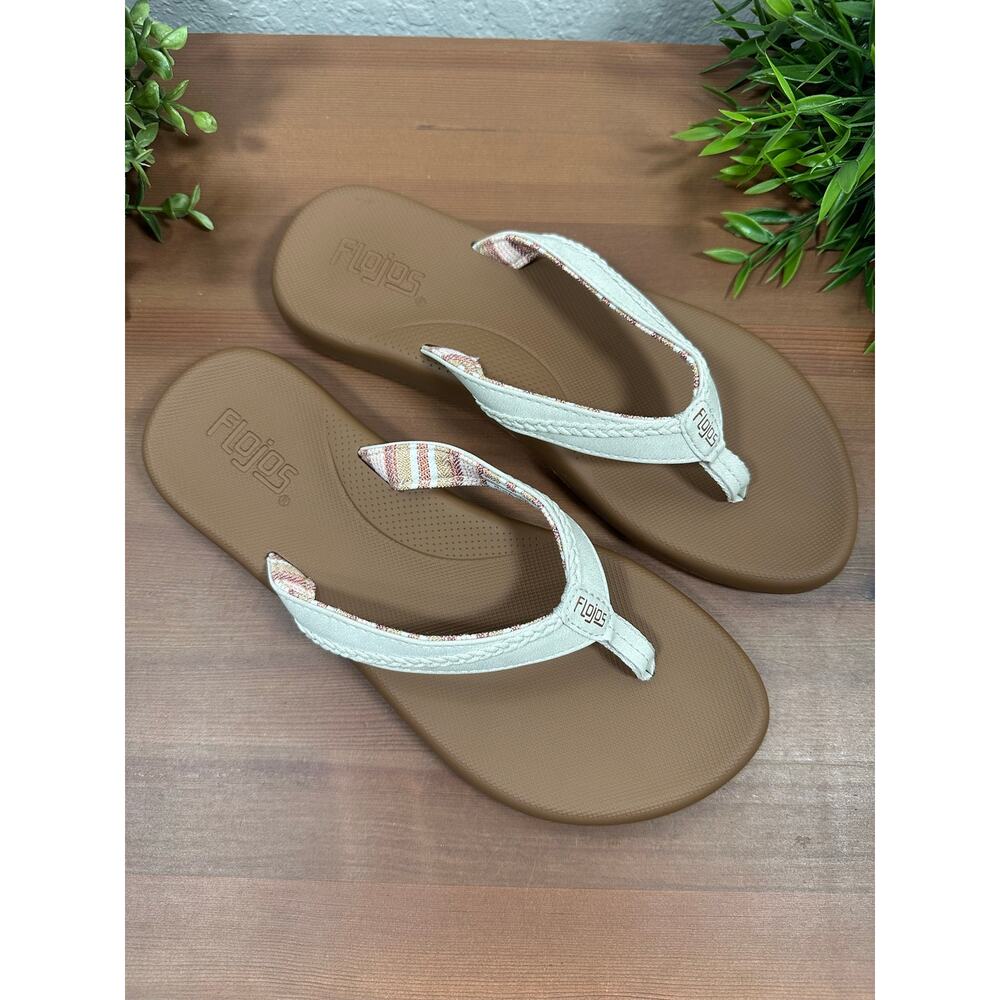 Flojos Women's White Flip Flop Sandals Size 10